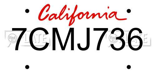 7CMJ736 California License Plate