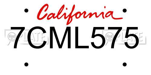 7CML575 California License Plate