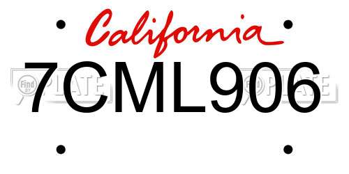 7CML906 California License Plate