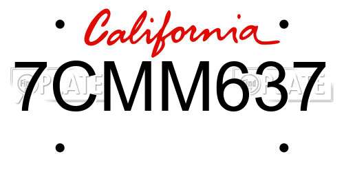 7CMM637 California License Plate