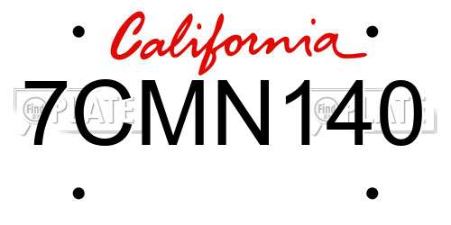 7CMN140 California License Plate