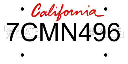 7CMN496 California License Plate