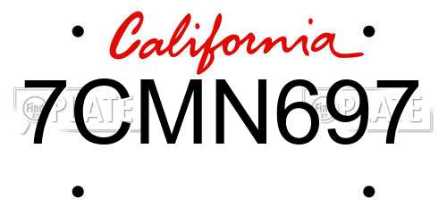 7CMN697 California License Plate