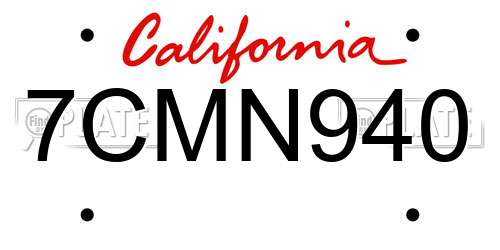 7CMN940 California License Plate