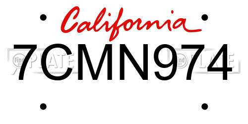7CMN974 California License Plate