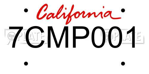 7CMP001 California License Plate