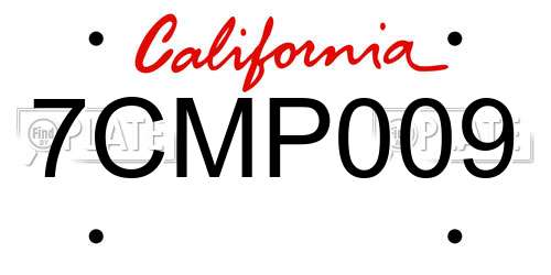 7CMP009 California License Plate