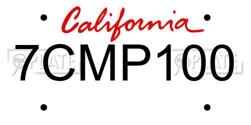 7CMP100 California License Plate