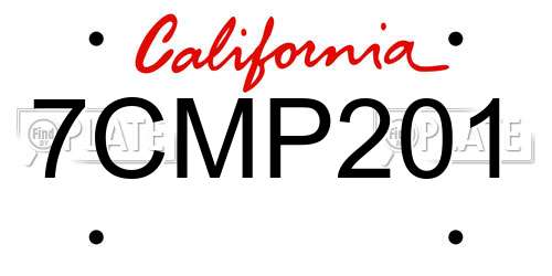 7CMP201 California License Plate