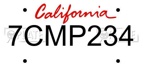 7CMP234 California License Plate