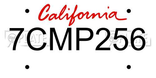 7CMP256 California License Plate