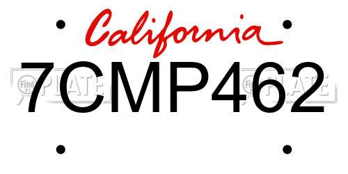 7CMP462 California License Plate