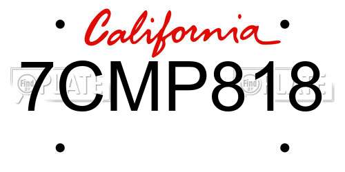7CMP818 California License Plate