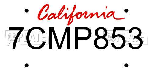 7CMP853 California License Plate