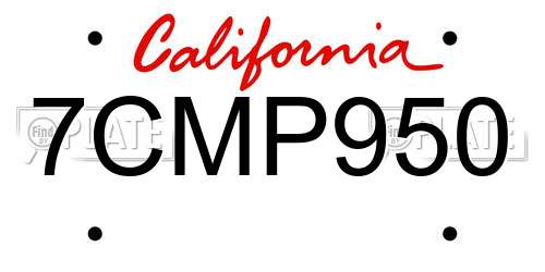 7CMP950 California License Plate