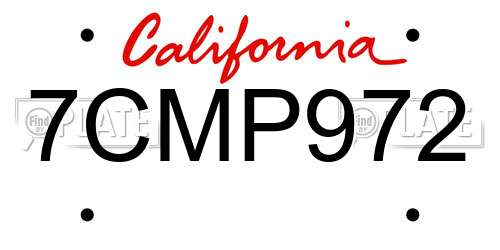 7CMP972 California License Plate