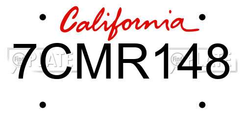 7CMR148 California License Plate