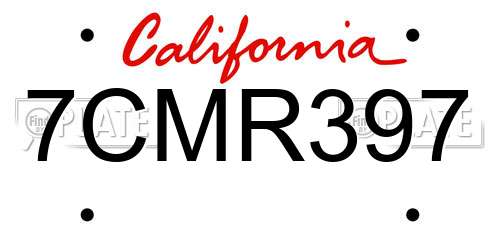 7CMR397 California License Plate