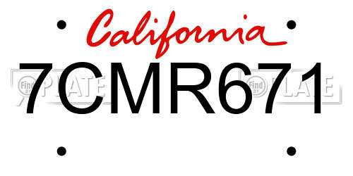 7CMR671 California License Plate