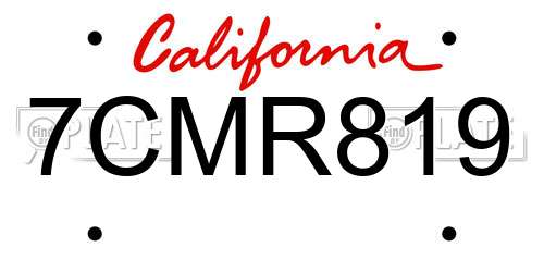 7CMR819 California License Plate