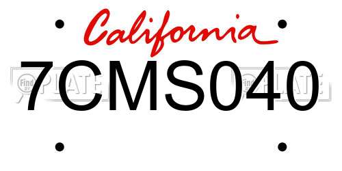 7CMS040 California License Plate