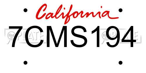 7CMS194 California License Plate