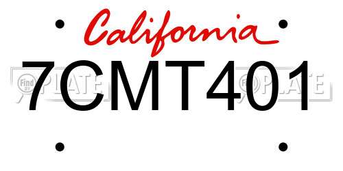 7CMT401 California License Plate