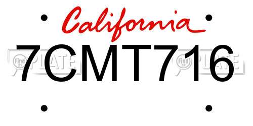 7CMT716 California License Plate