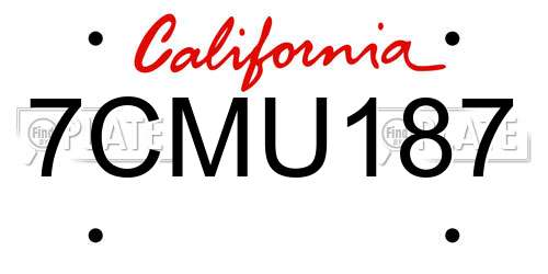7CMU187 California License Plate