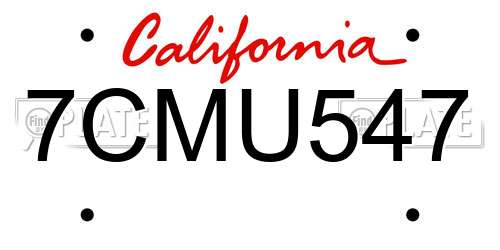 7CMU547 California License Plate