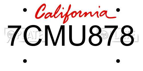 7CMU878 California License Plate
