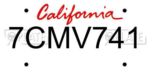 7CMV741 California License Plate