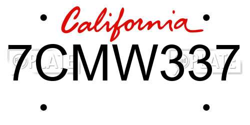 7CMW337 California License Plate