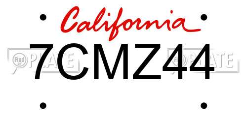 7CMZ44 California License Plate