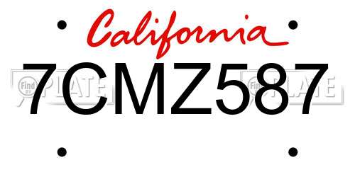 7CMZ587 California License Plate