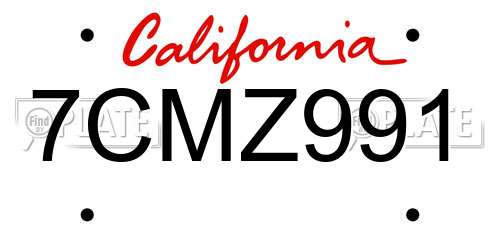 7CMZ991 California License Plate