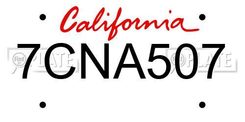 7CNA507 California License Plate