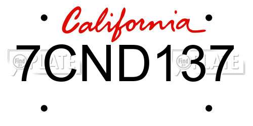 7CND137 California License Plate