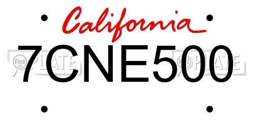 7CNE500 California License Plate