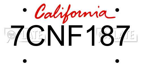 7CNF187 California License Plate