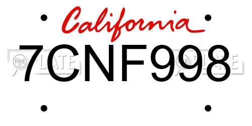 7CNF998 California License Plate