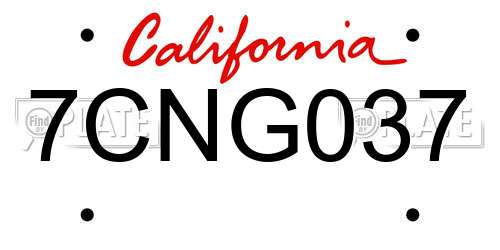 7CNG037 California License Plate