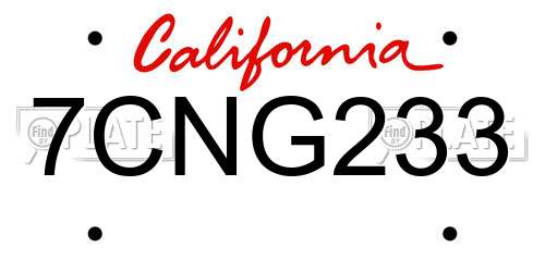 7CNG233 California License Plate