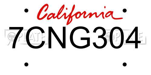 7CNG304 California License Plate