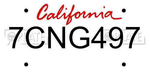 7CNG497 California License Plate