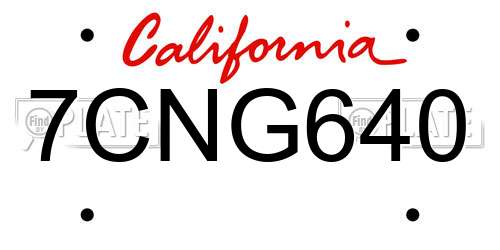 7CNG640 California License Plate