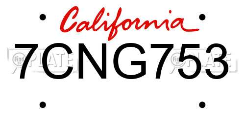 7CNG753 California License Plate