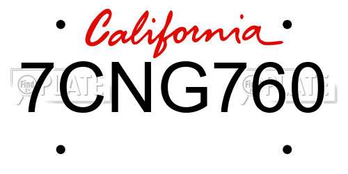 7CNG760 California License Plate