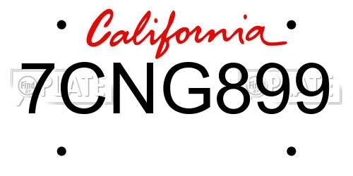 7CNG899 California License Plate
