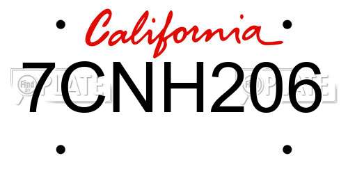 7CNH206 California License Plate